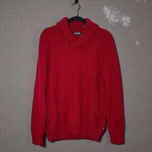 Chaps Men's S Red Cowl Neck Sweater Pullover High Neck Collared Ralph Lauren